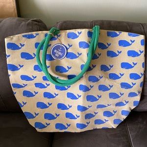 Large Nautical Tote Bag with Whales NWT